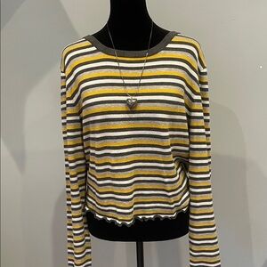 Striped Long Sleeve Top - Yellow, Gray, Black